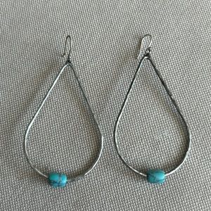 Lucky Brand silver and turquoise tear-drop shaped earrings